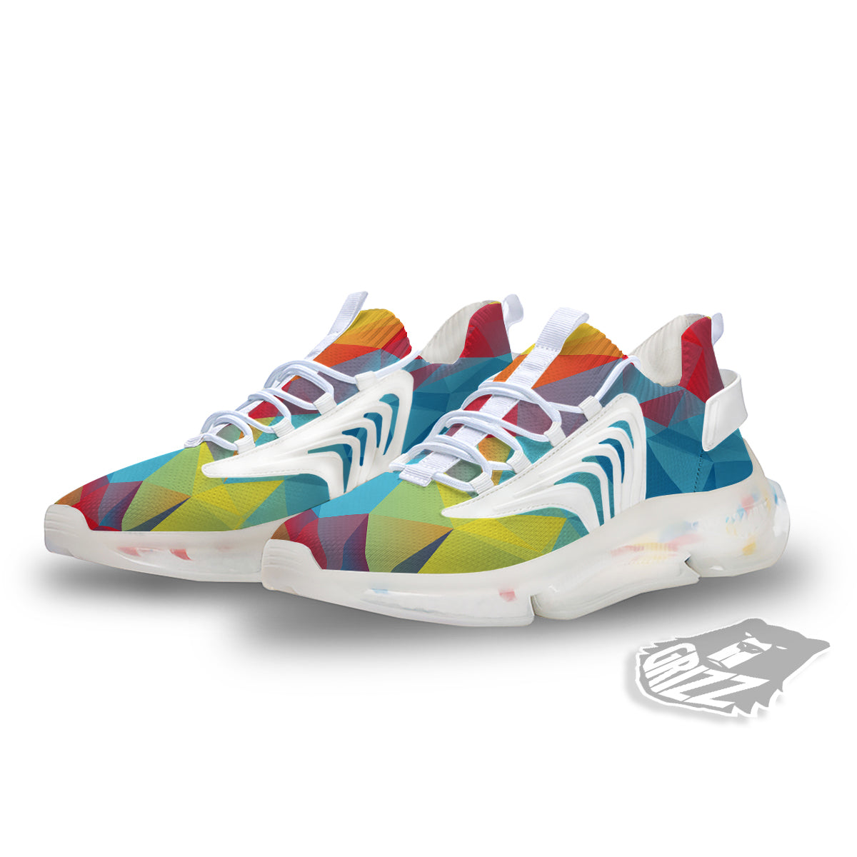 Abstract Colorful Autism Awareness Print White Gym Shoes-grizzshop