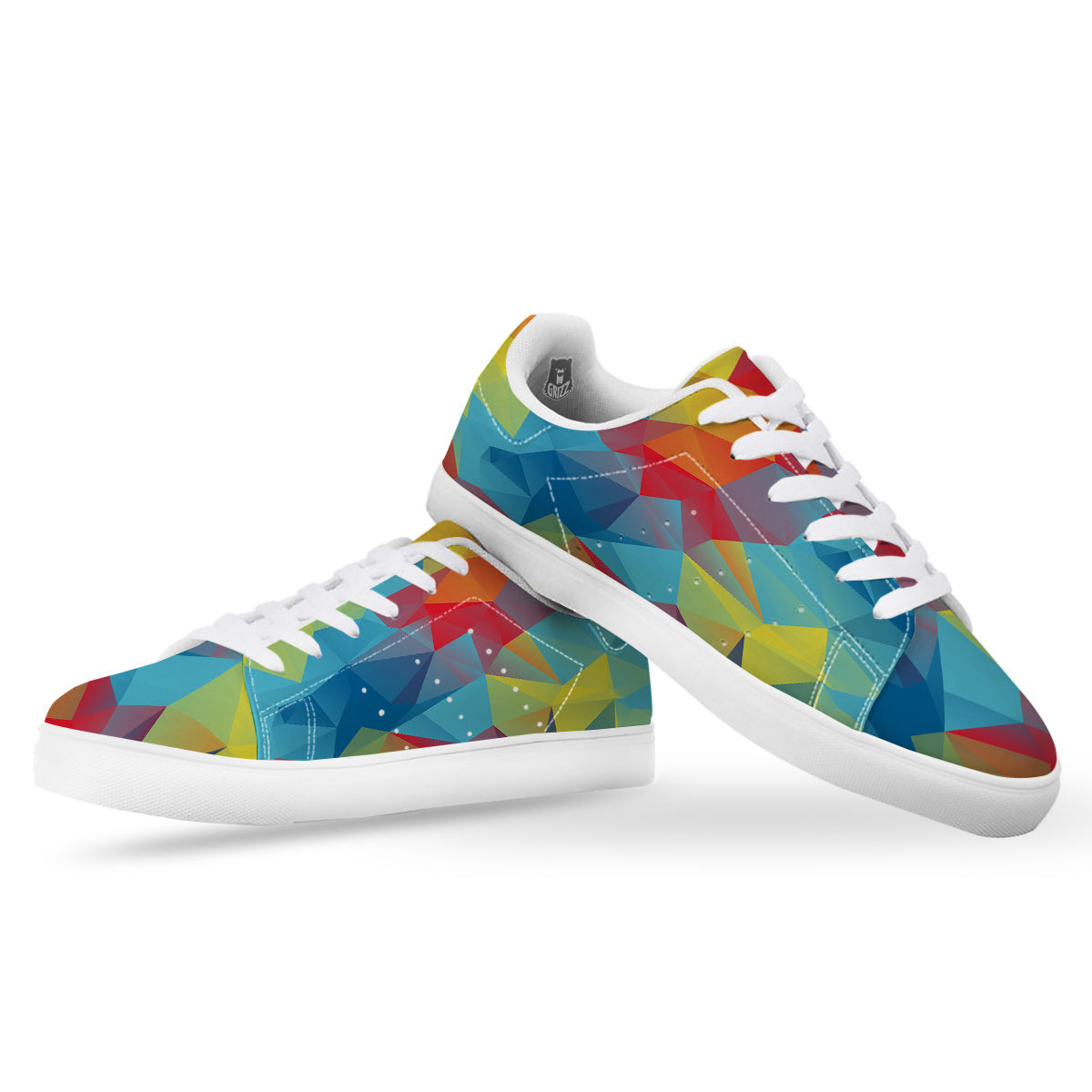 Abstract Colorful Autism Awareness Print White Low Top Sneakers-grizzshop