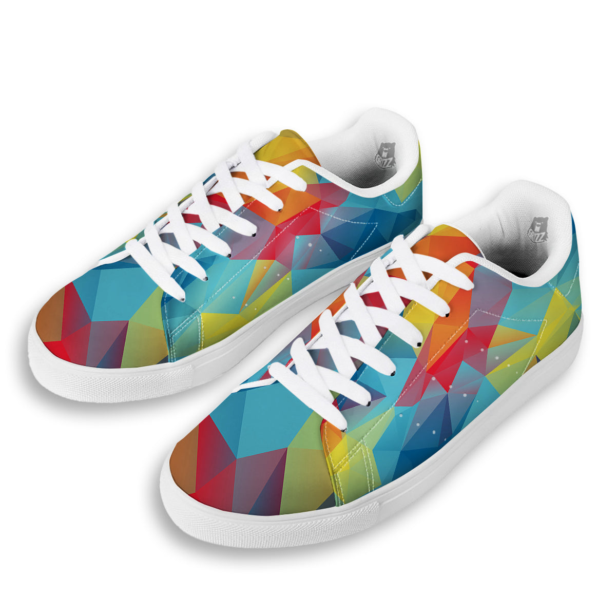 Abstract Colorful Autism Awareness Print White Low Top Sneakers-grizzshop
