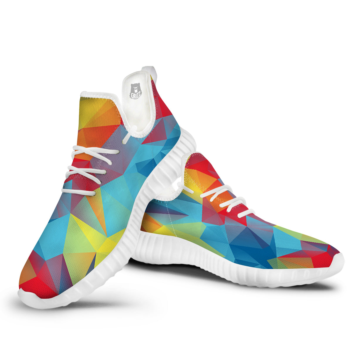 Abstract Colorful Autism Awareness Print White Walking Shoes-grizzshop