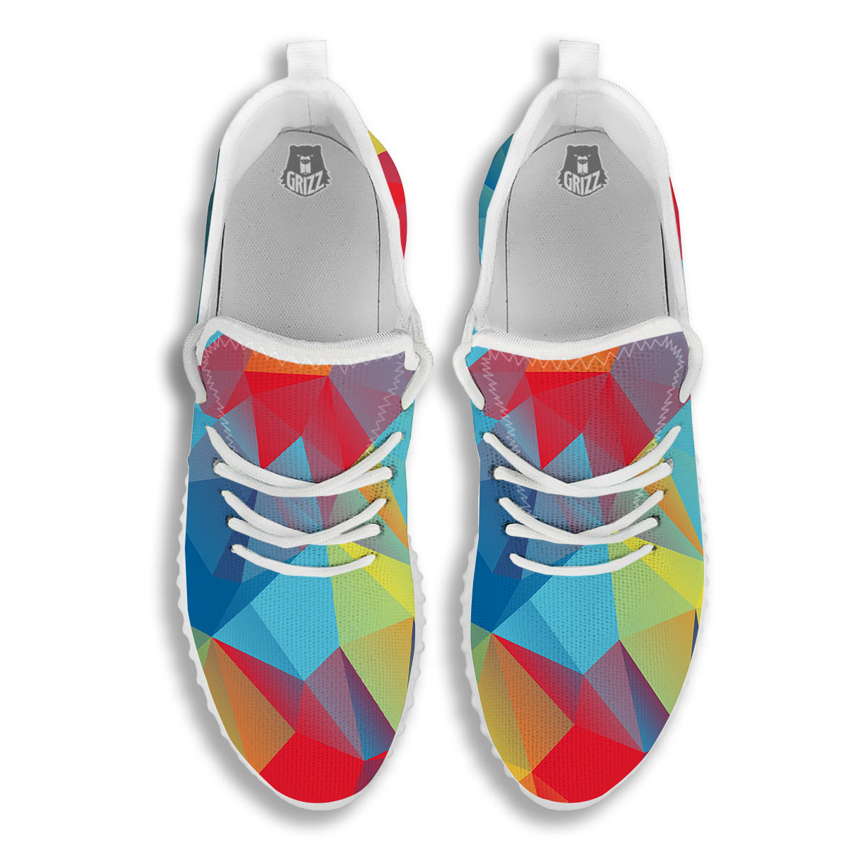 Abstract Colorful Autism Awareness Print White Walking Shoes-grizzshop