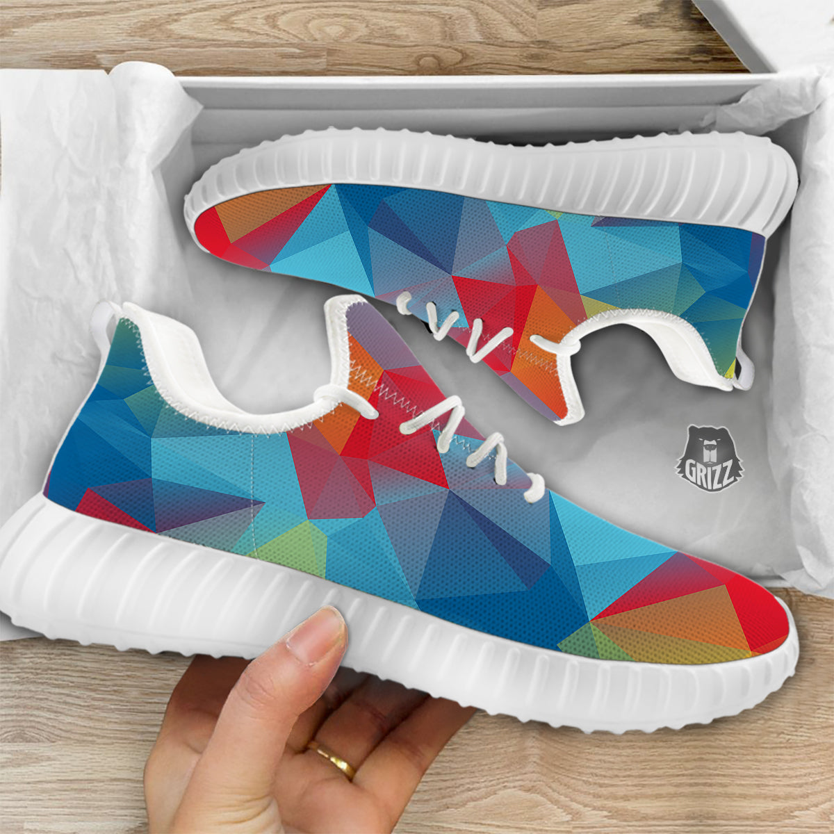 Abstract Colorful Autism Awareness Print White Walking Shoes-grizzshop