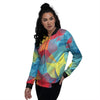 Abstract Colorful Autism Awareness Print Women's Bomber Jacket-grizzshop