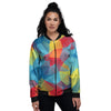 Abstract Colorful Autism Awareness Print Women's Bomber Jacket-grizzshop