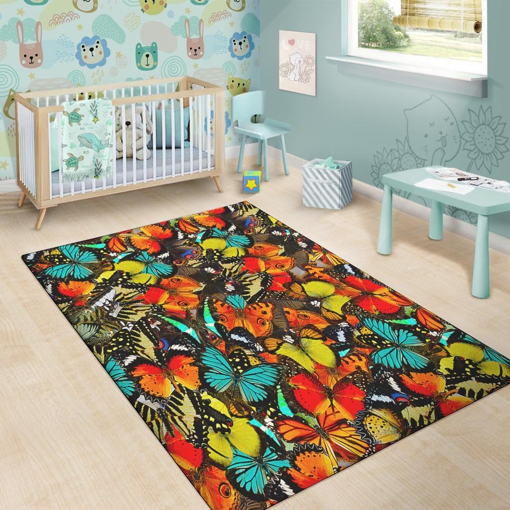 Abstract Colorful Butterfly Print Floor Mat-grizzshop
