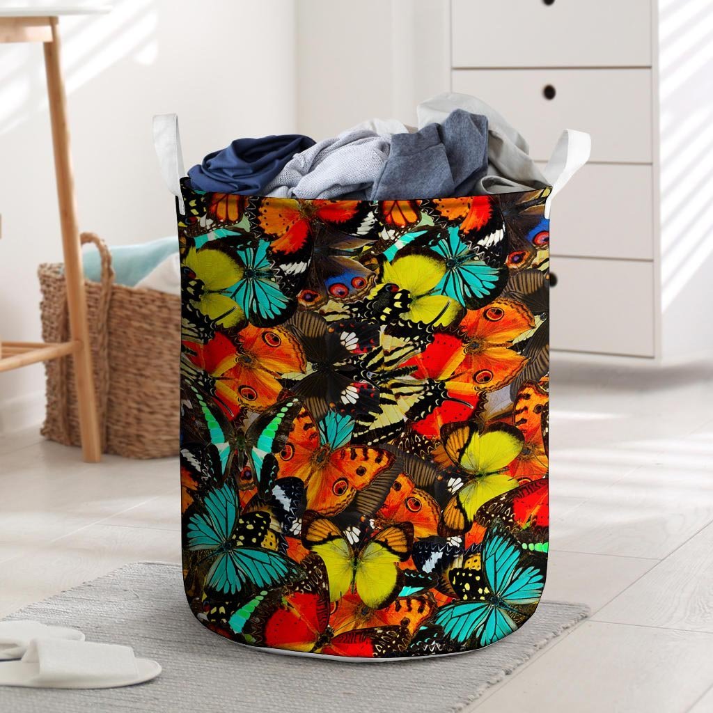 Abstract Colorful Butterfly Print Laundry Basket-grizzshop