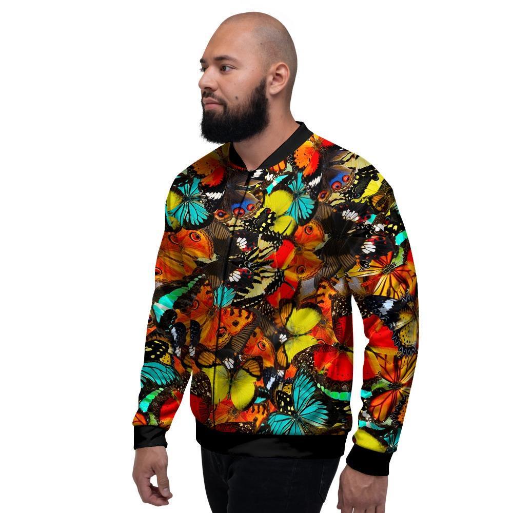 Abstract Colorful Butterfly Print Men's Bomber Jacket-grizzshop