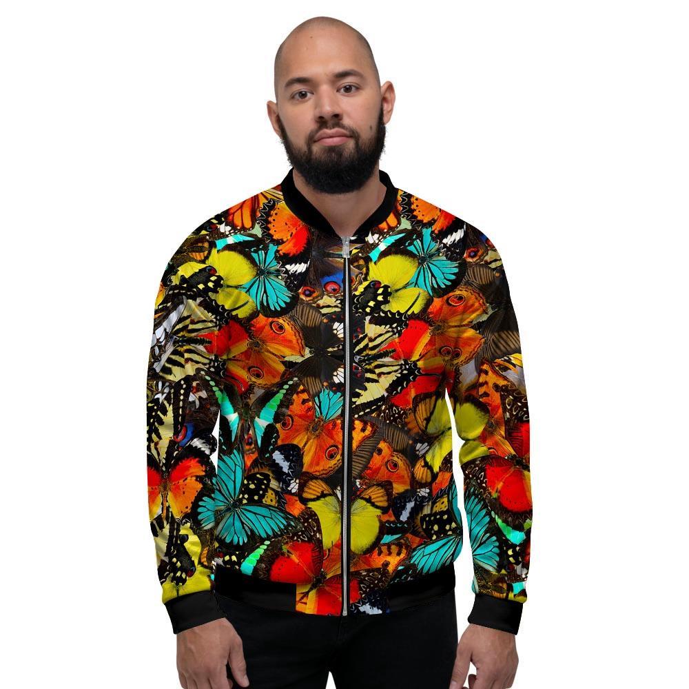 Abstract Colorful Butterfly Print Men's Bomber Jacket-grizzshop