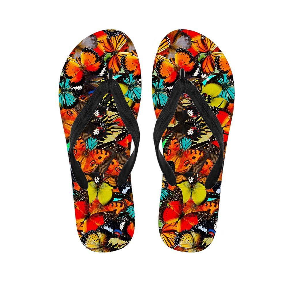 Abstract Colorful Butterfly Print Men's Flip Flops-grizzshop