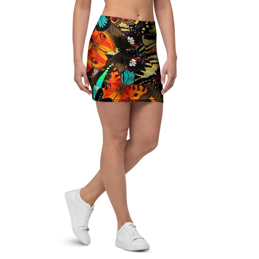Abstract Colorful Butterfly Print Mini Skirt-grizzshop
