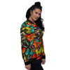 Abstract Colorful Butterfly Print Women's Bomber Jacket-grizzshop