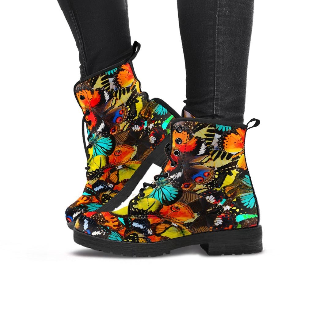 Abstract Colorful Butterfly Print Women's Boots-grizzshop