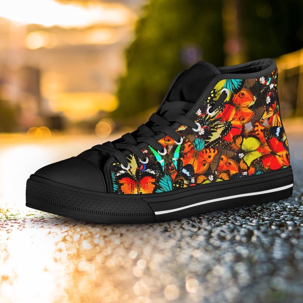 Abstract Colorful Butterfly Print Women's High Top Shoes-grizzshop