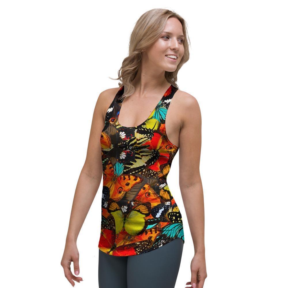Abstract Colorful Butterfly Print Women's Racerback Tank Top-grizzshop