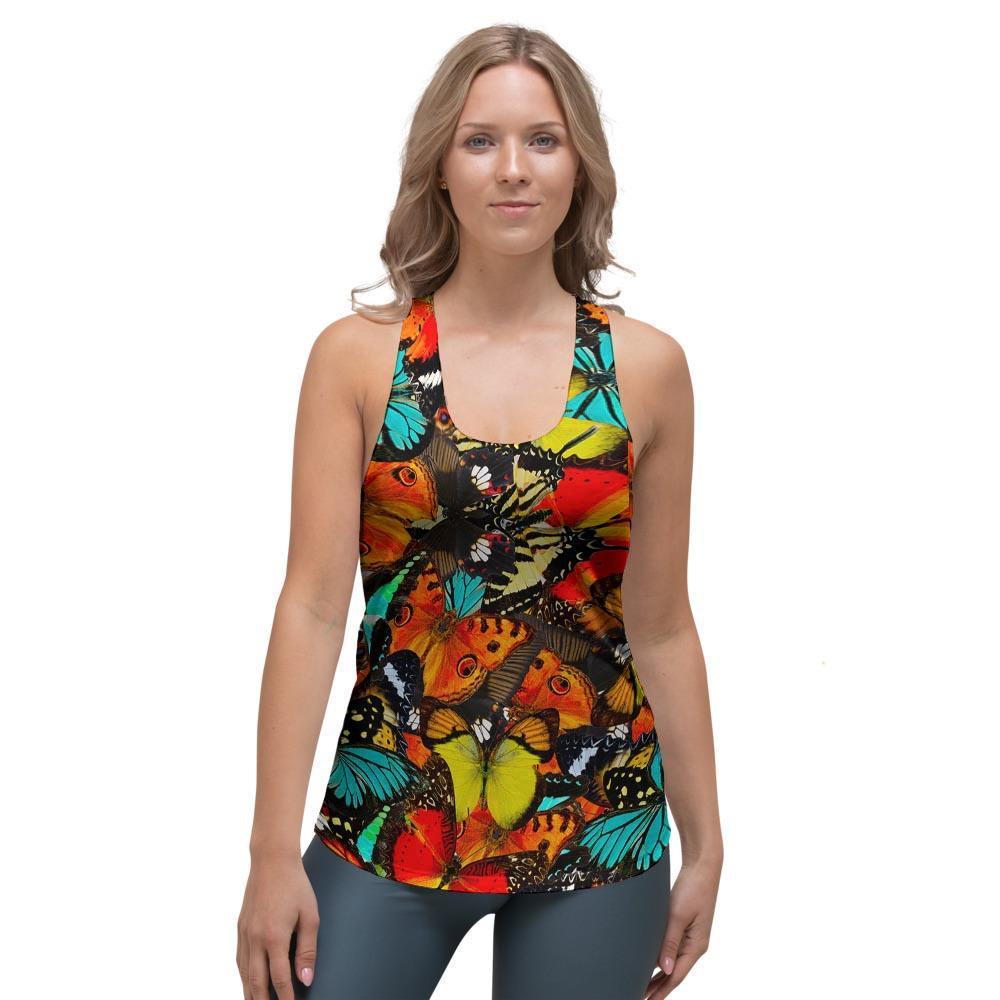 Abstract Colorful Butterfly Print Women's Racerback Tank Top-grizzshop