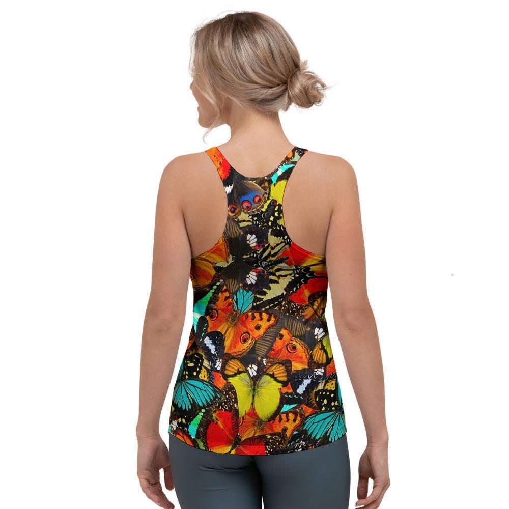 Abstract Colorful Butterfly Print Women's Racerback Tank Top-grizzshop
