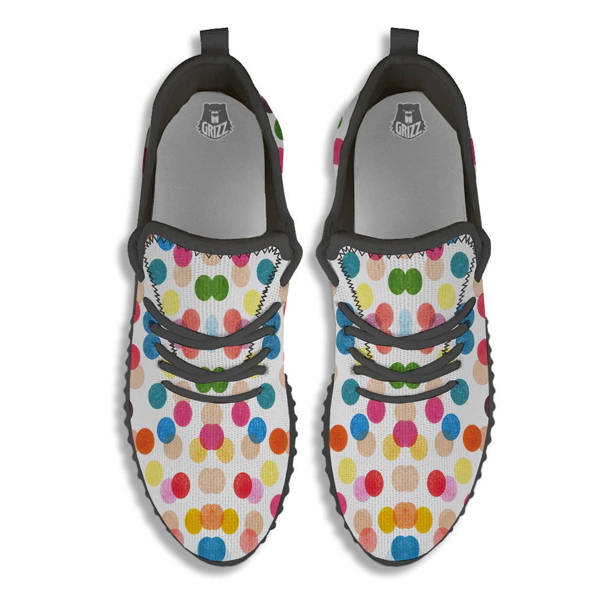 Abstract Colorful Polka Dots Print Pattern Black Walking Shoes-grizzshop