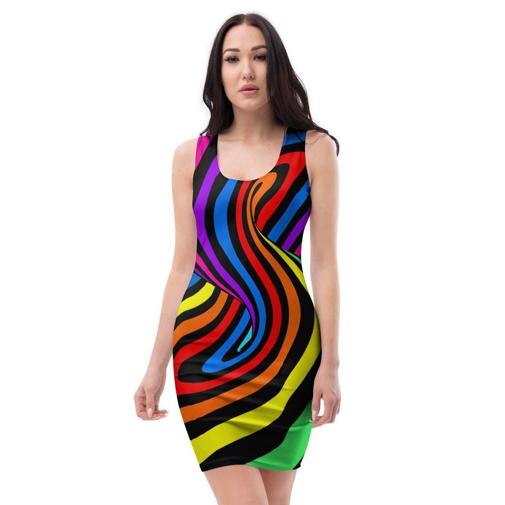 Abstract Colorful Psychedelic Bodycon Dress-grizzshop