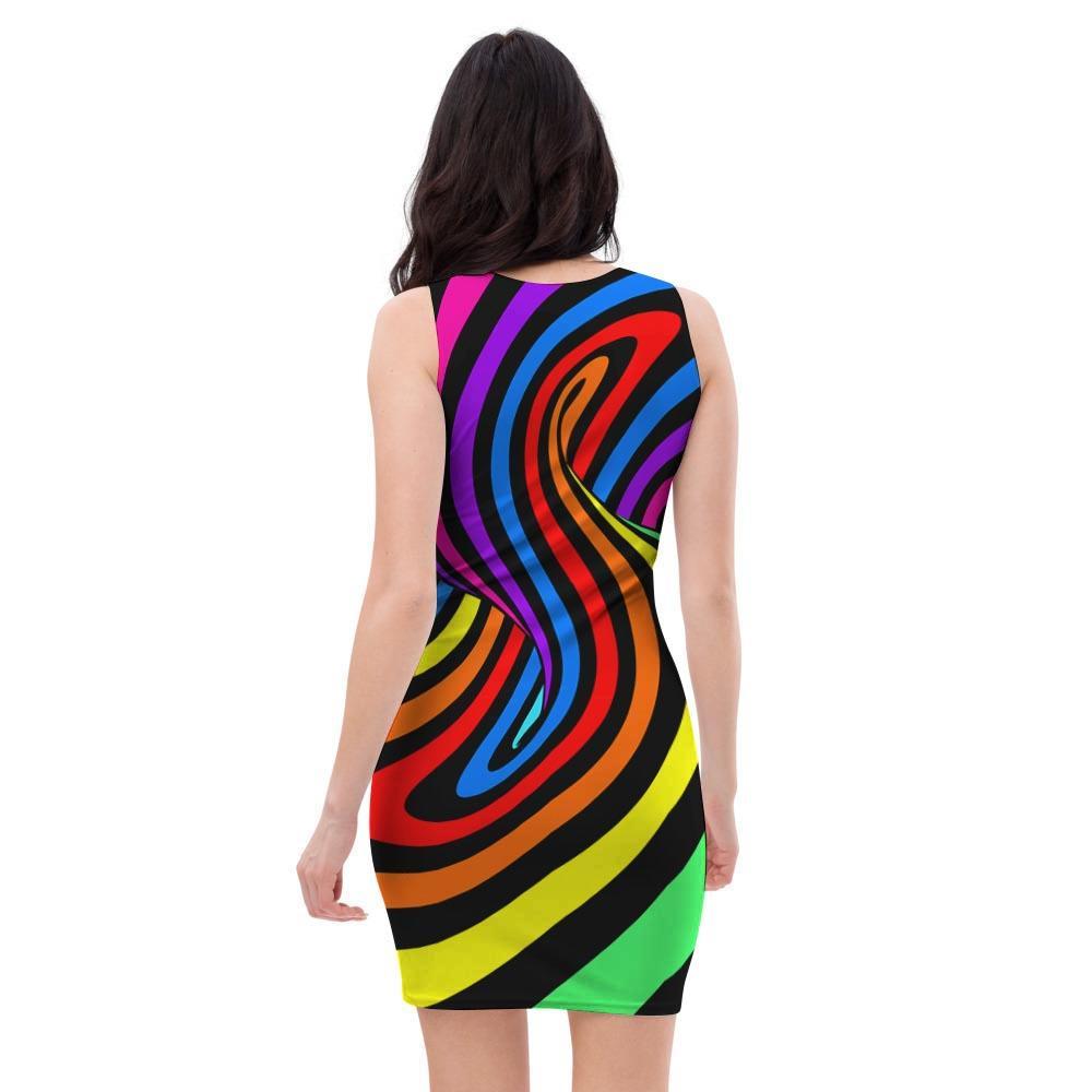 Abstract Colorful Psychedelic Bodycon Dress-grizzshop