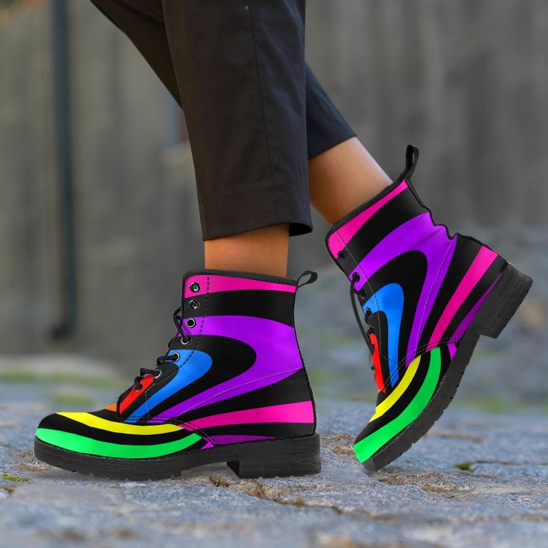 Abstract Colorful Psychedelic Men's Boots-grizzshop