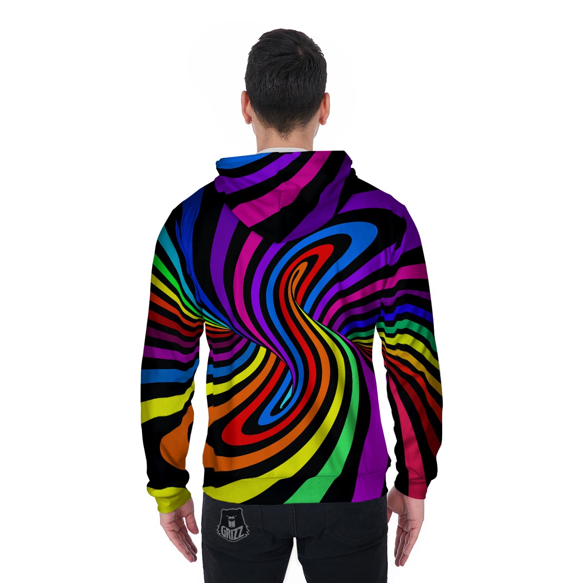 Abstract Colorful Psychedelic Men's Zip Up Hoodie-grizzshop