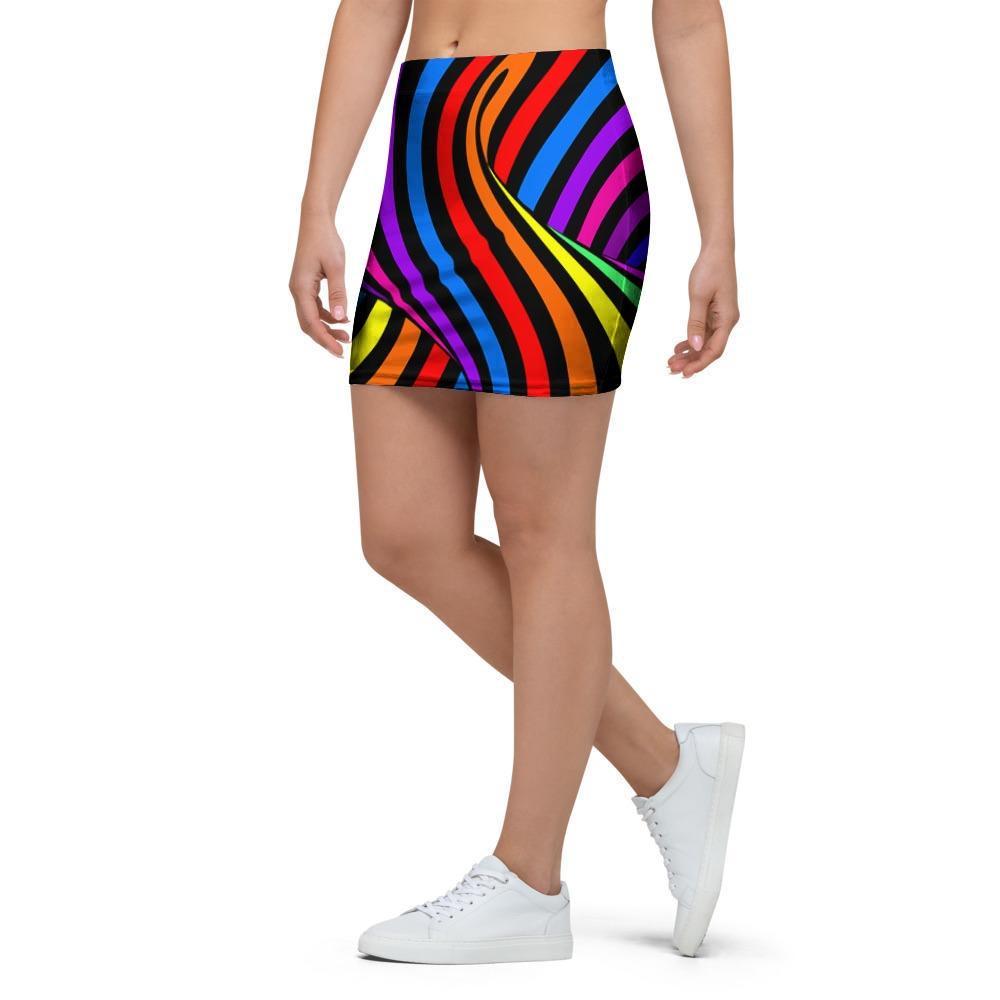 Abstract Colorful Psychedelic Mini Skirt-grizzshop