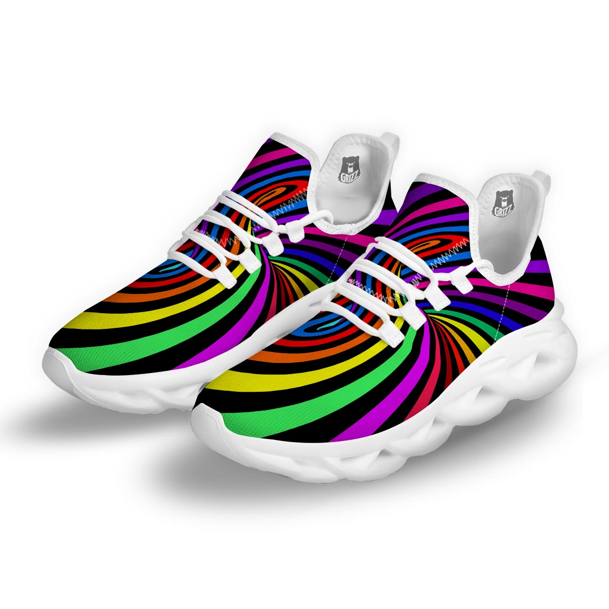Abstract Colorful Psychedelic White Running Shoes-grizzshop