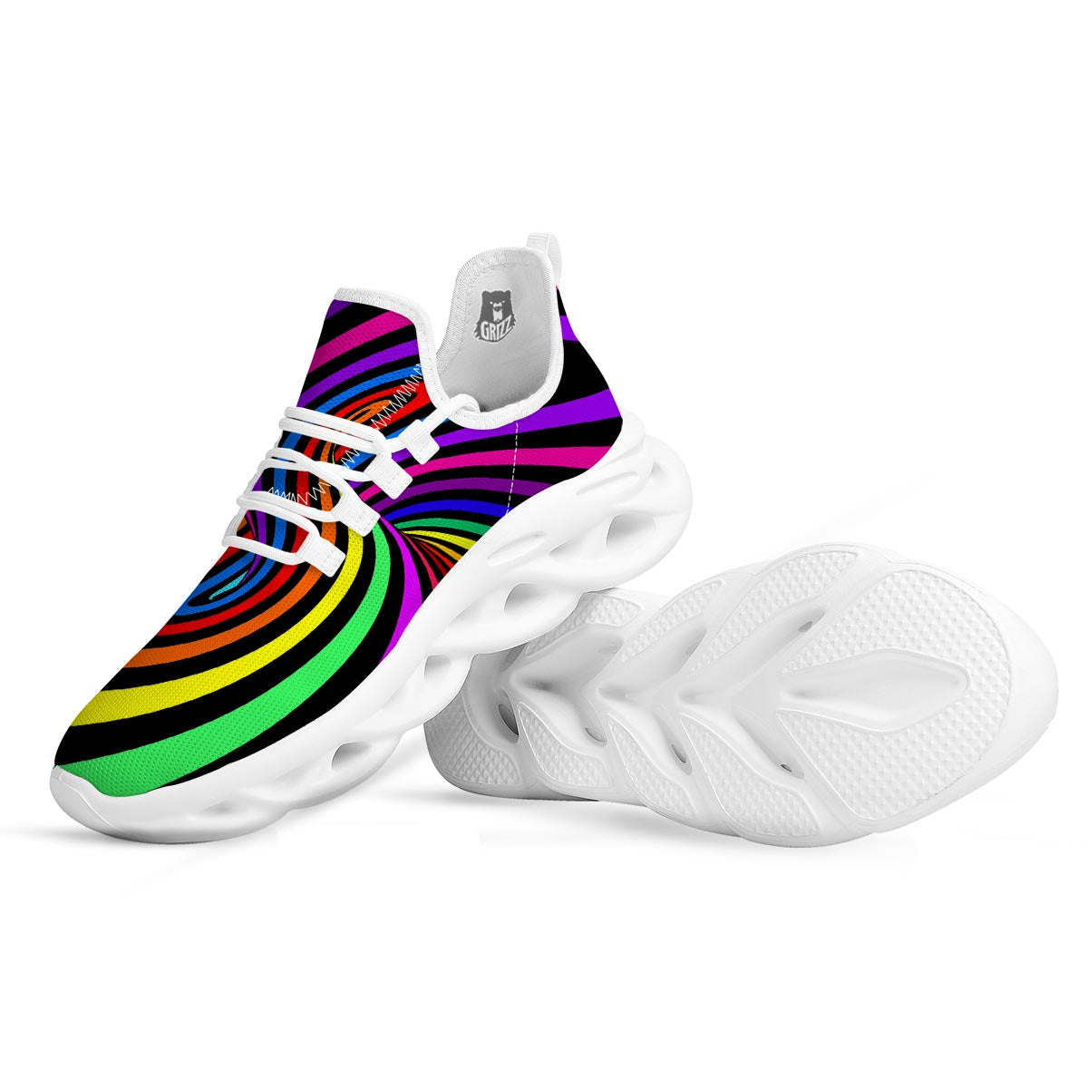 Abstract Colorful Psychedelic White Running Shoes-grizzshop