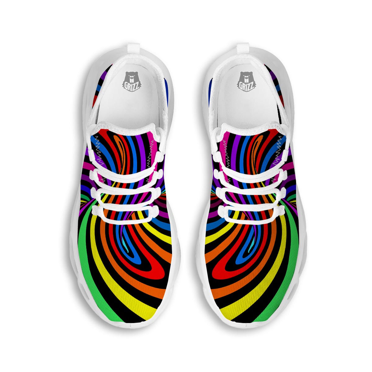 Abstract Colorful Psychedelic White Running Shoes-grizzshop