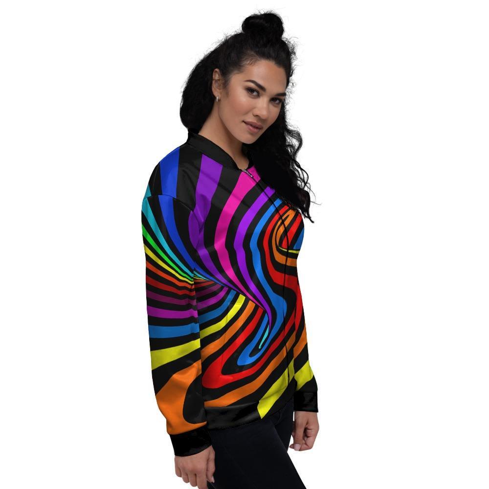 Abstract Colorful Psychedelic Women's Bomber Jacket-grizzshop