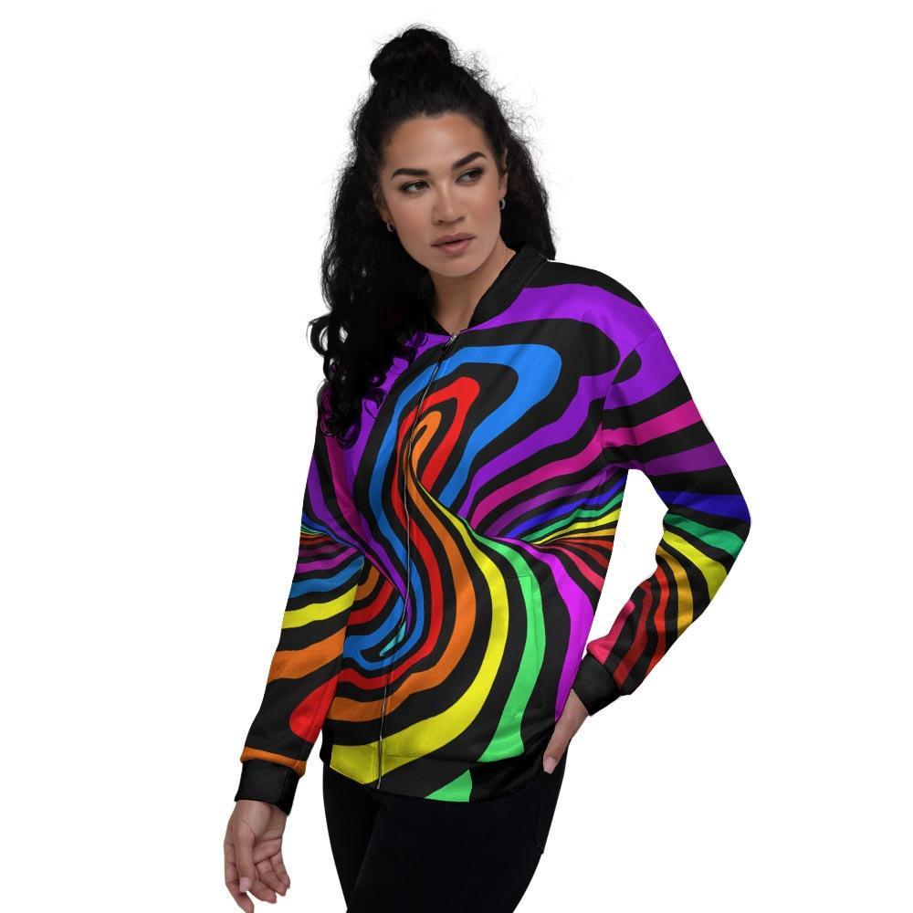 Abstract Colorful Psychedelic Women's Bomber Jacket-grizzshop
