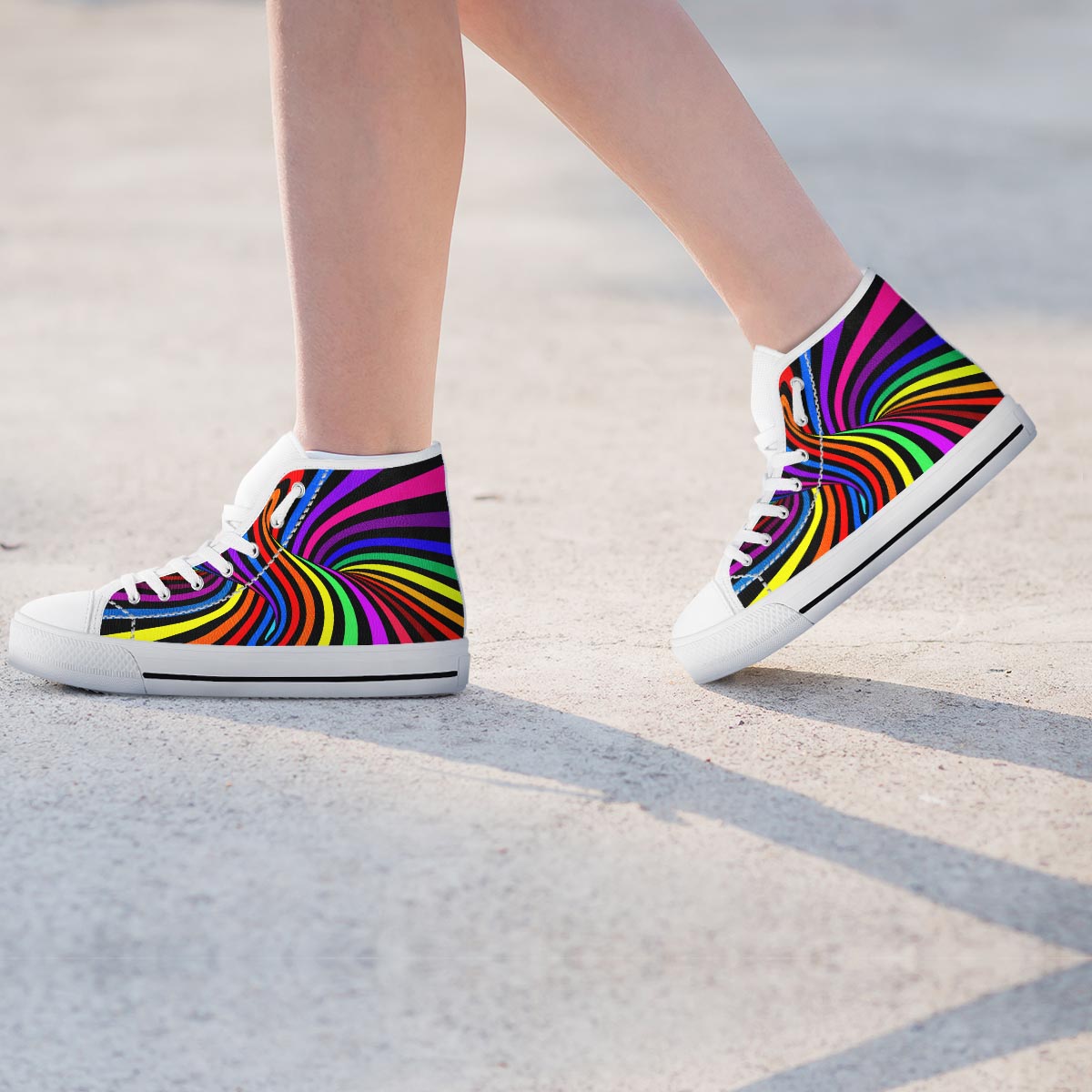 Abstract Colorful Psychedelic Women's High Top Shoes-grizzshop