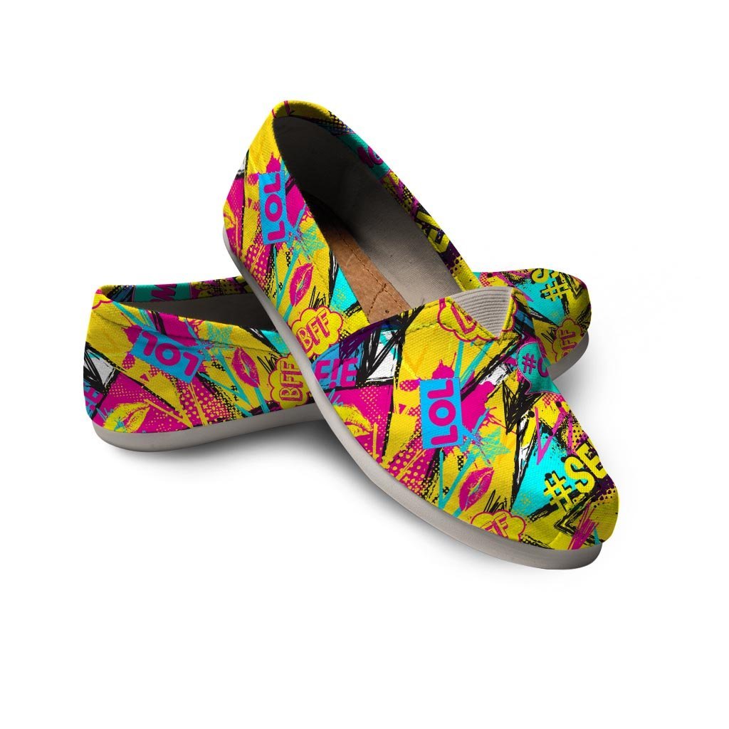 Abstract Comic Bubble Graffiti Print Canvas Shoes-grizzshop