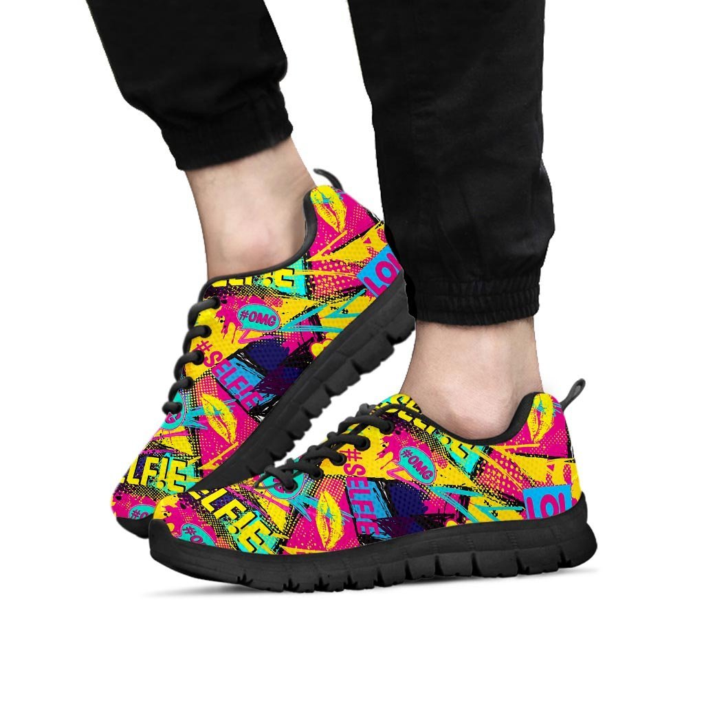 Abstract Comic Bubble Graffiti Print Men's Sneakers-grizzshop