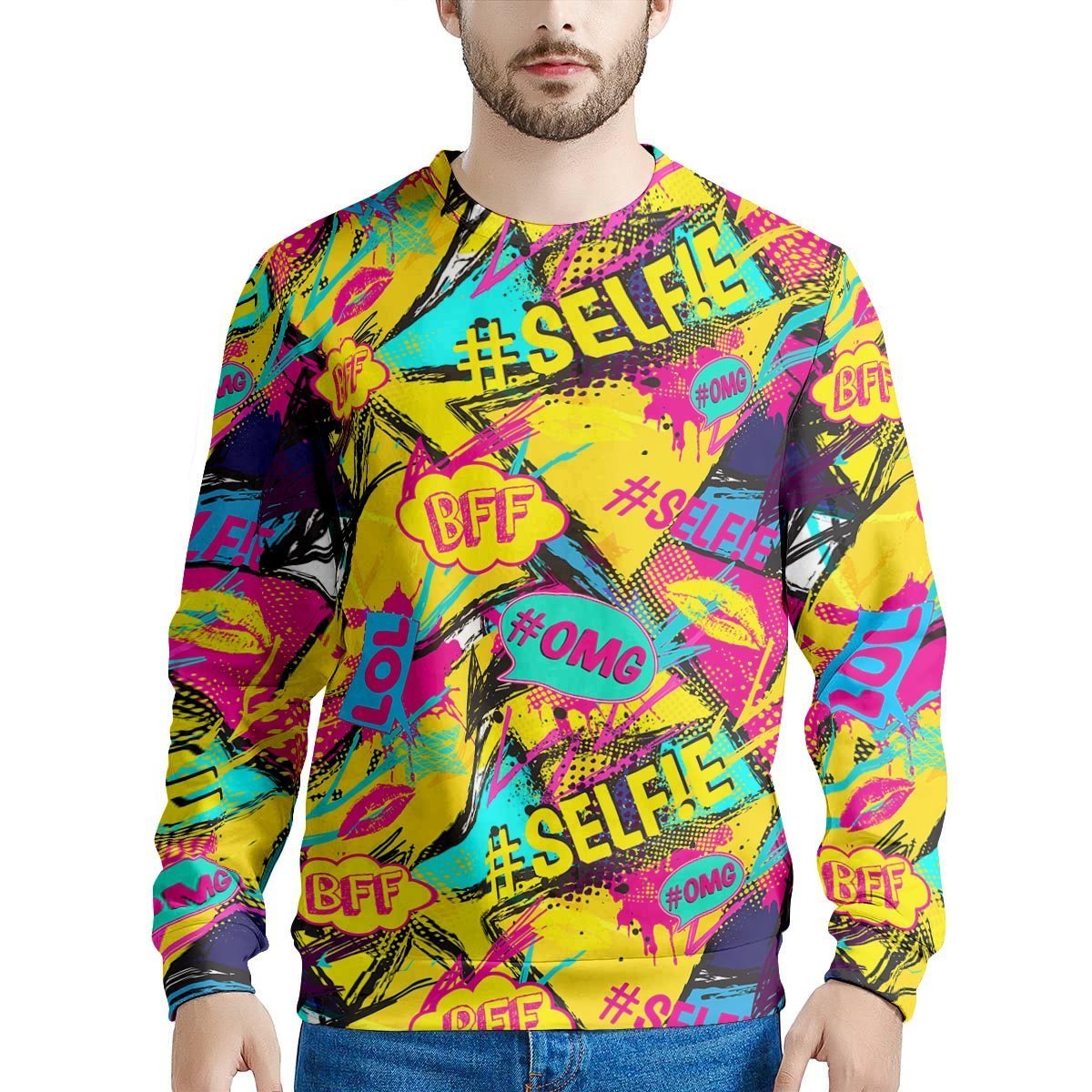 Abstract Comic Bubble Graffiti Print Men's Sweatshirt-grizzshop
