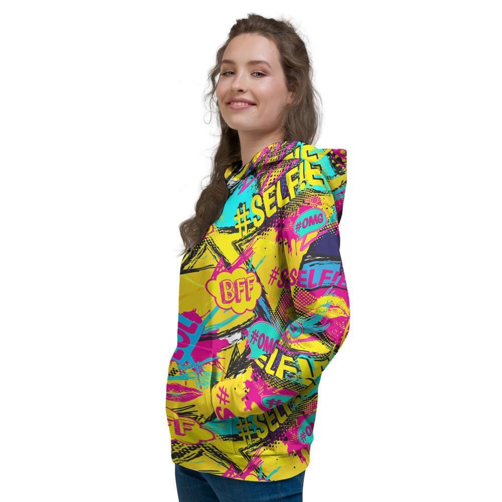 Abstract Comic Bubble Graffiti Print Women's Hoodie-grizzshop