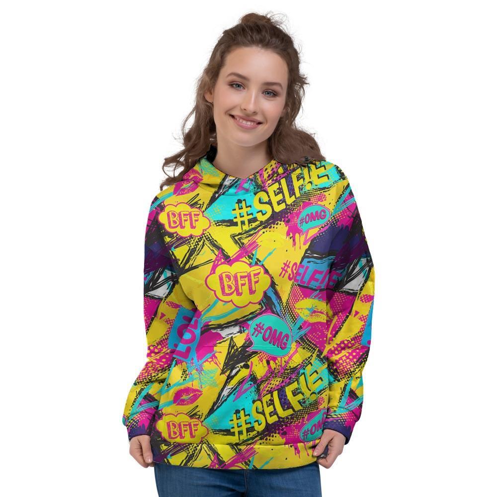 Abstract Comic Bubble Graffiti Print Women's Hoodie-grizzshop