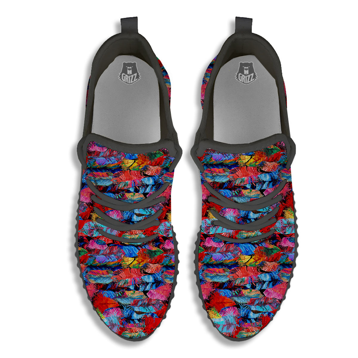 Abstract Feather Watercolor Boho Print Pattern Black Walking Shoes-grizzshop