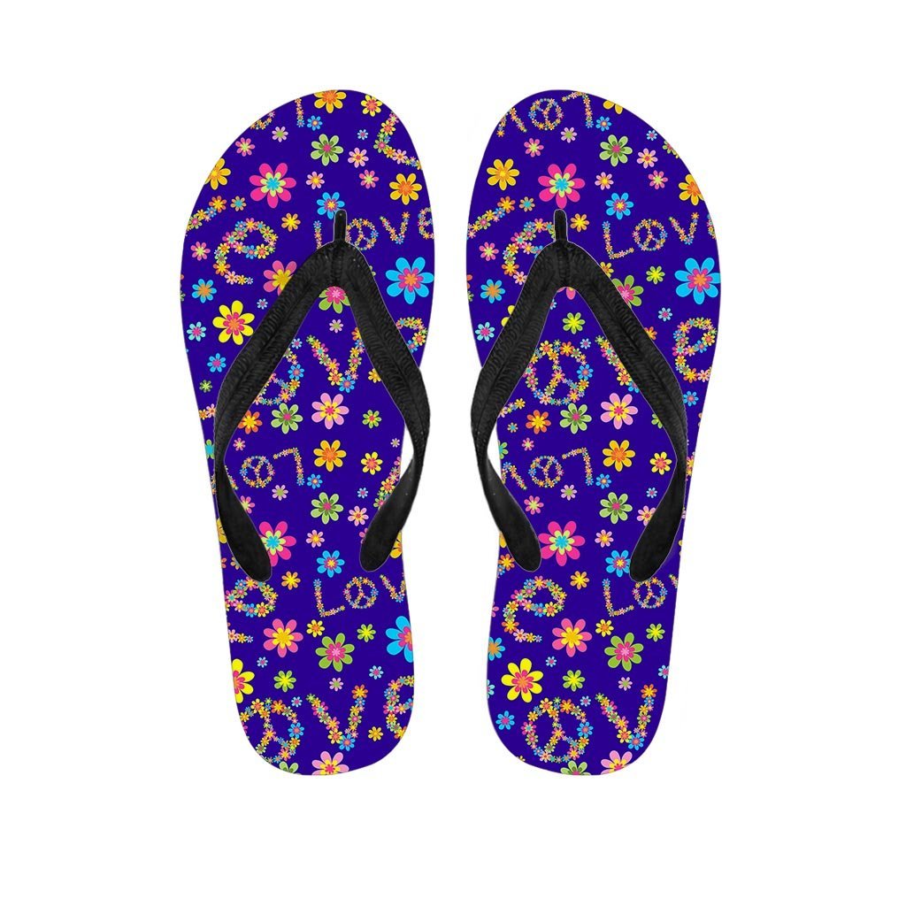 Abstract Floral Hippie Men's Flip Flops-grizzshop