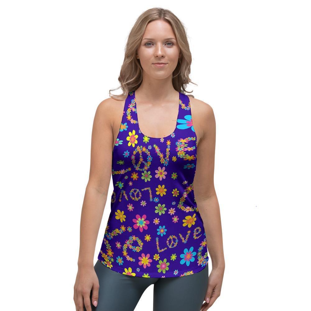 Abstract Floral Hippie Women's Racerback Tank Top-grizzshop