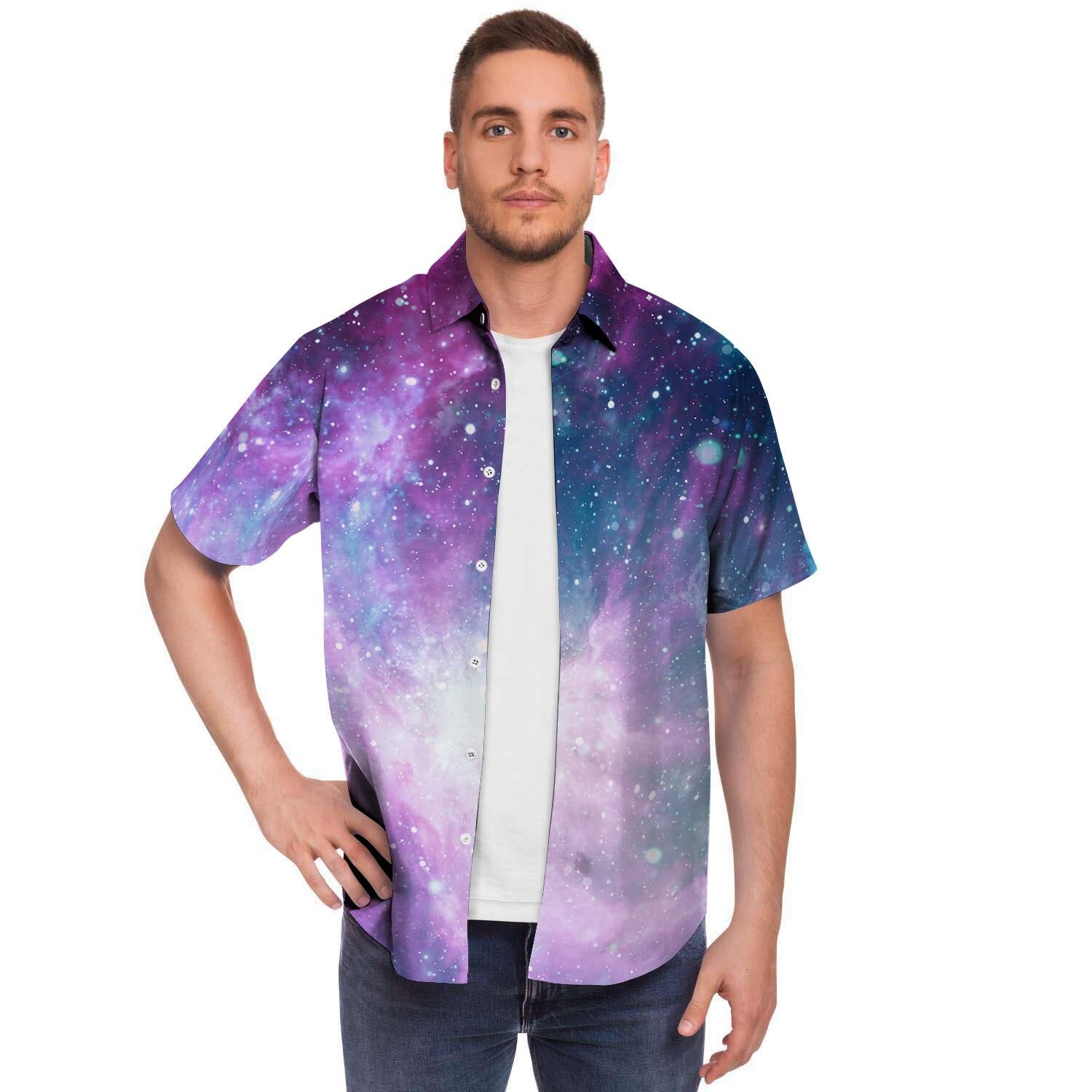 Abstract Galaxy Space Men's Short Sleeve Shirt-grizzshop