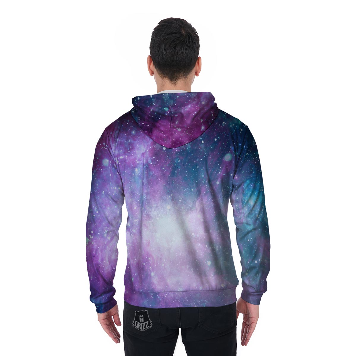 Abstract Galaxy Space Men's Zip Up Hoodie-grizzshop