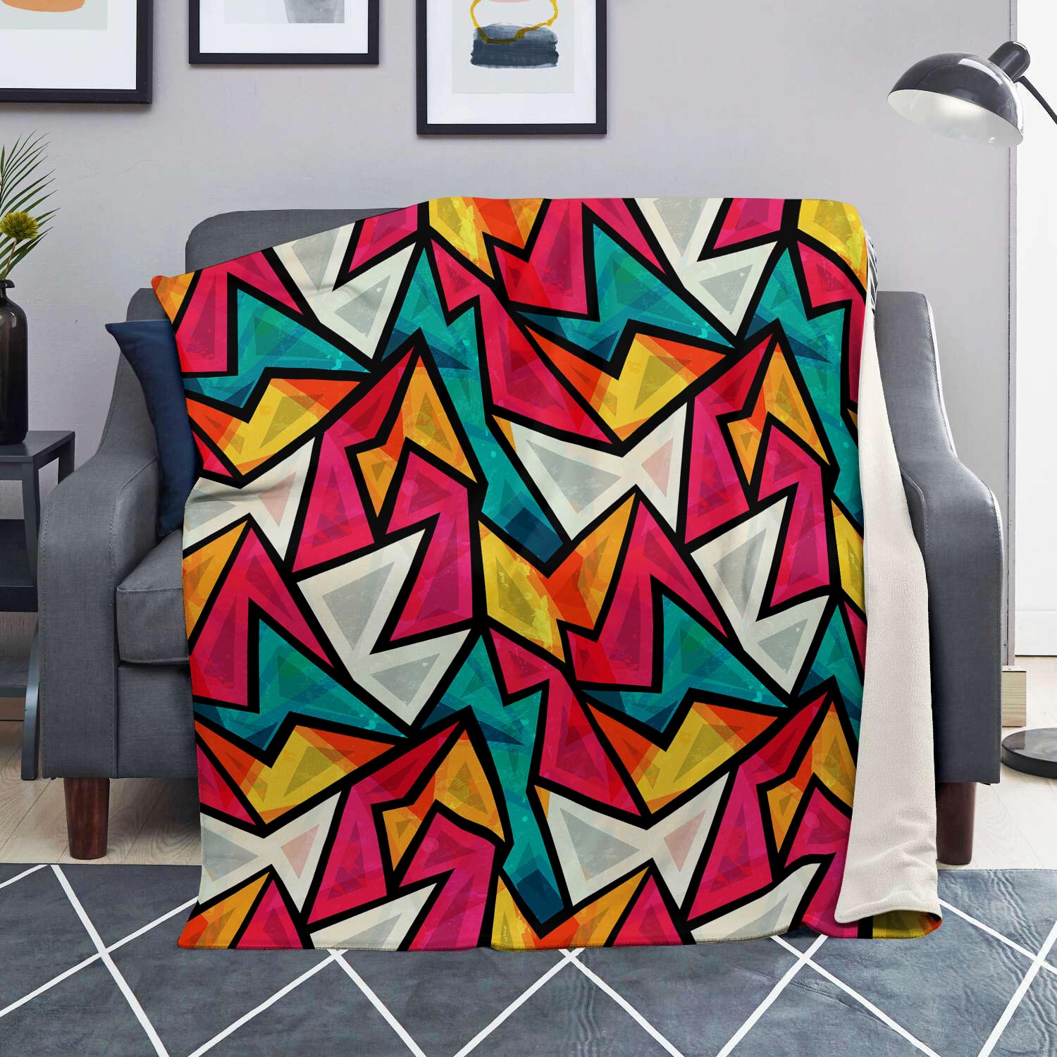 Abstract Geometric Colorful Blanket-grizzshop