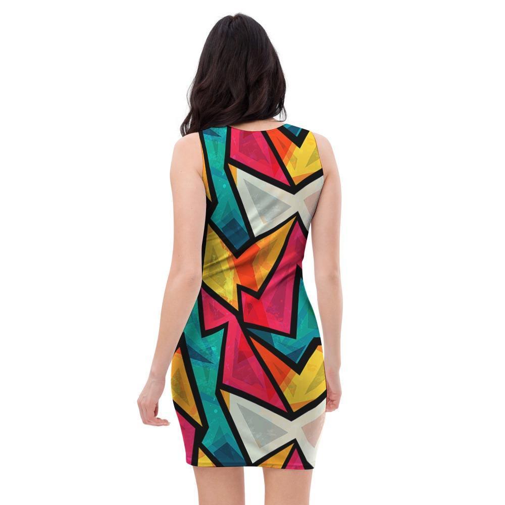 Abstract Geometric Colorful Bodycon Dress-grizzshop