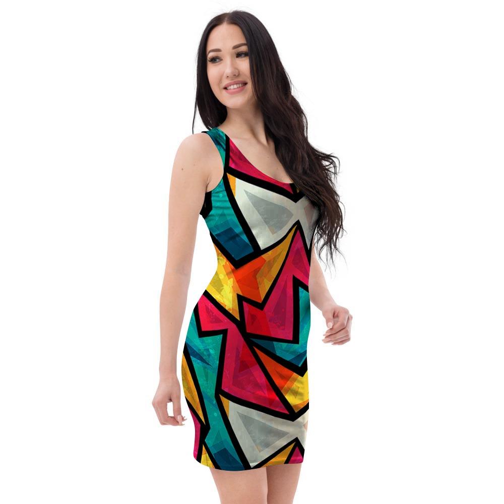 Abstract Geometric Colorful Bodycon Dress-grizzshop