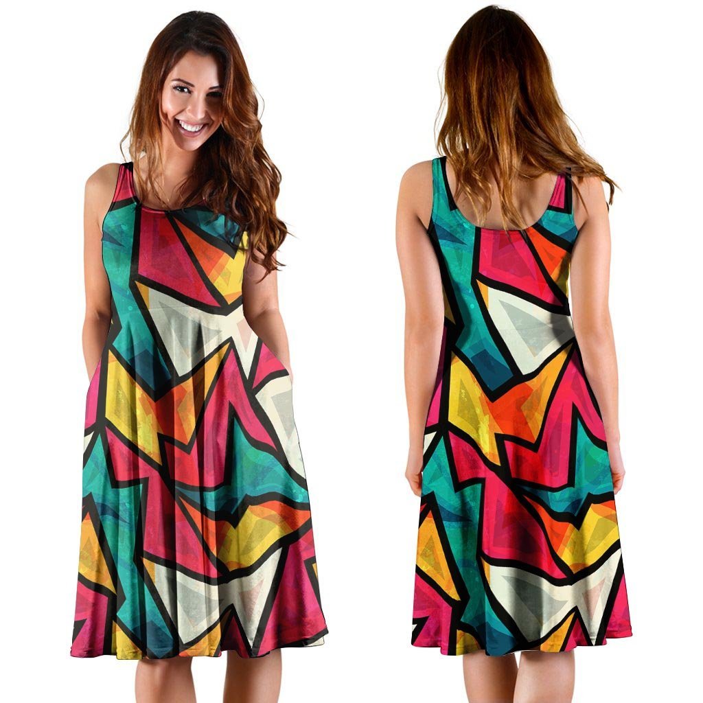 Abstract Geometric Colorful Dress-grizzshop