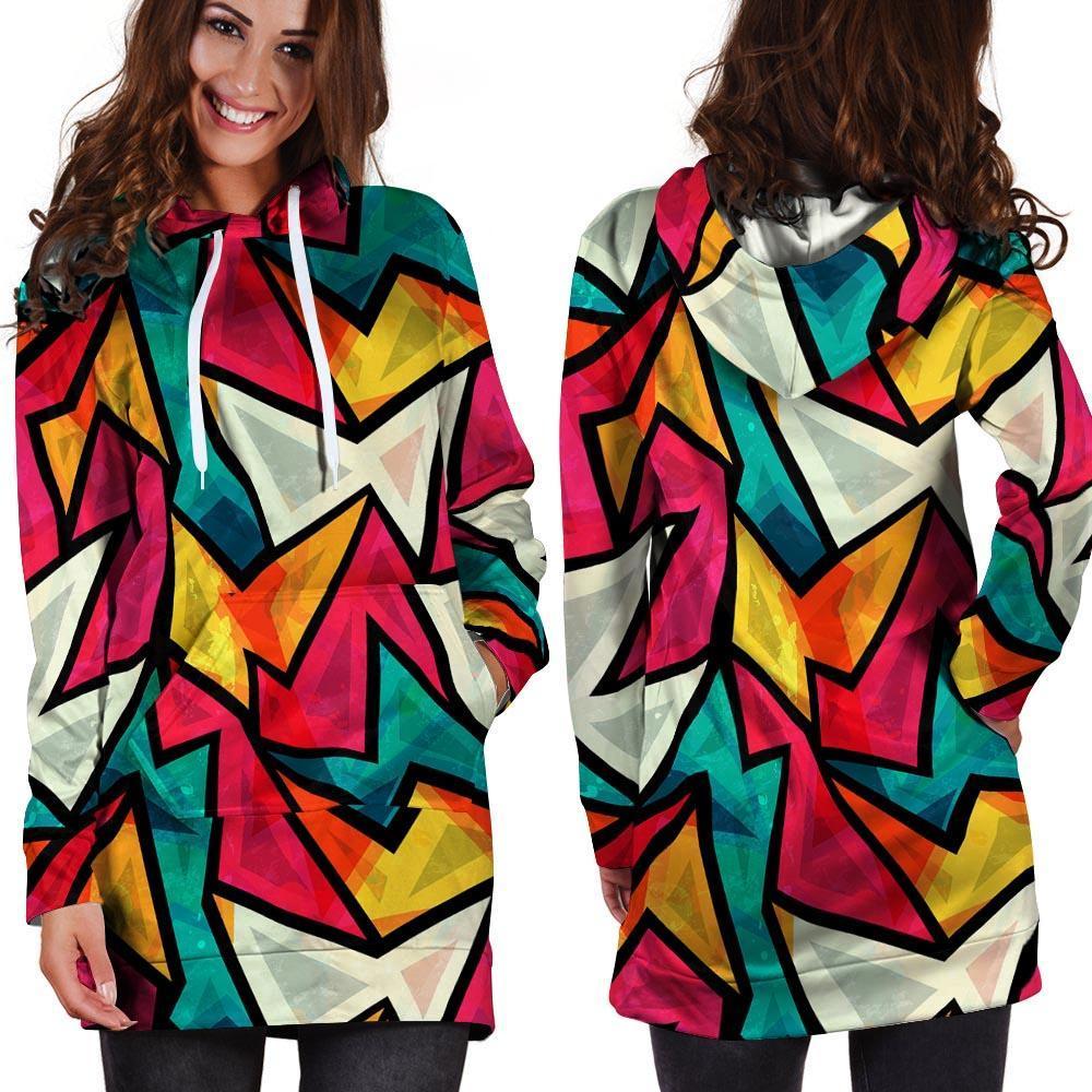 Abstract Geometric Colorful Hoodie Dress-grizzshop