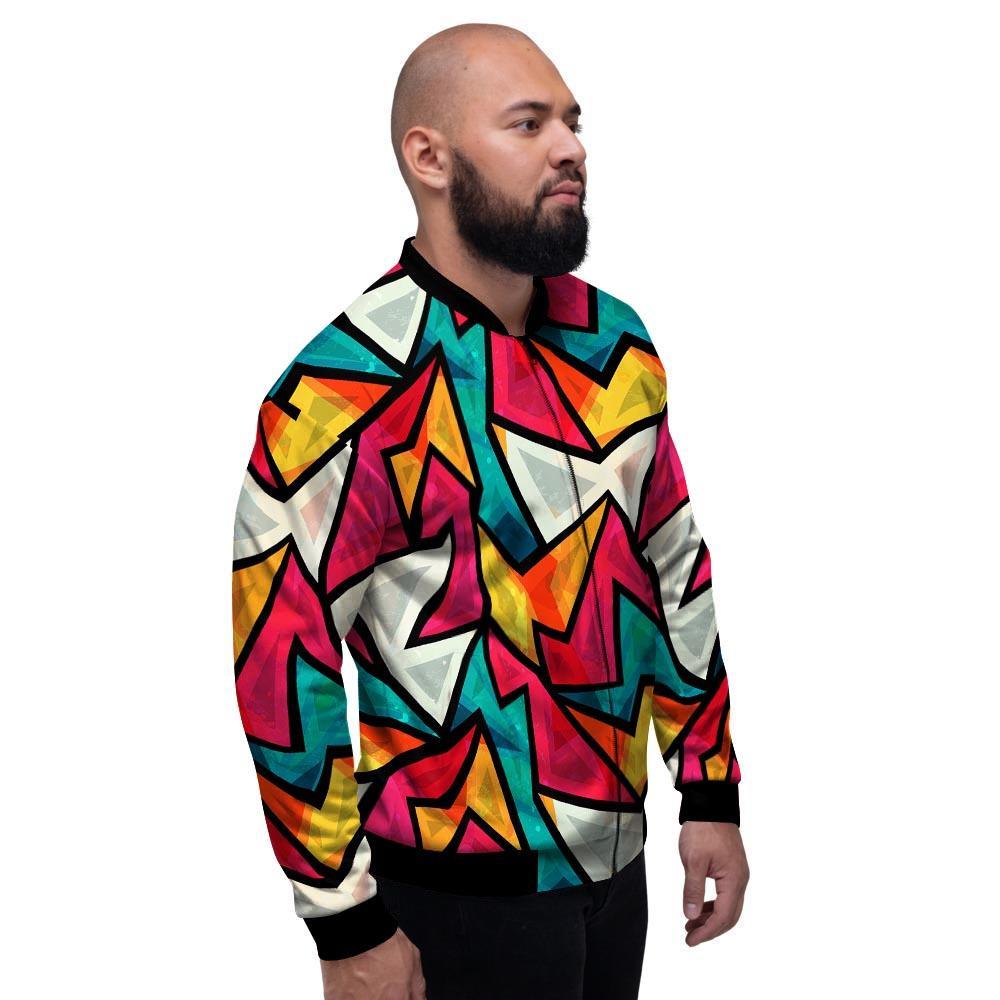 Abstract Geometric Colorful Men's Bomber Jacket-grizzshop