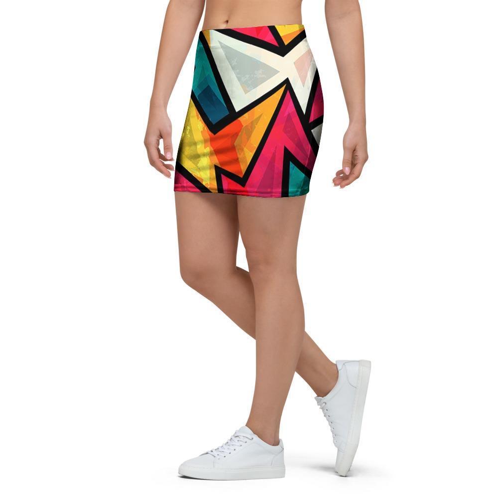 Abstract Geometric Colorful Mini Skirt-grizzshop