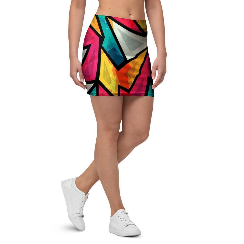 Abstract Geometric Colorful Mini Skirt-grizzshop